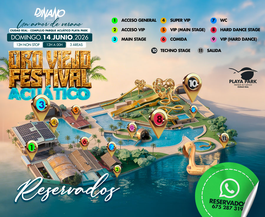 Plano de reservados VIP Oro Viejo Festival Acuático Ciudad Real